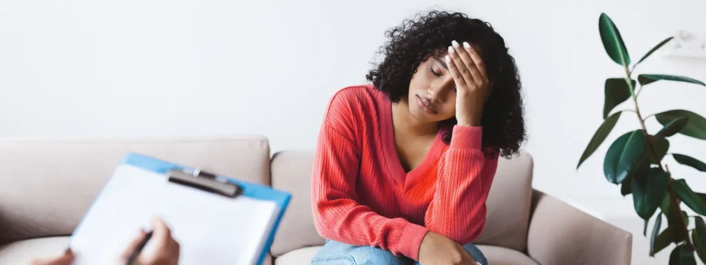 Quiet moment of someone experiencing anxiety and emotional numbness from past trauma