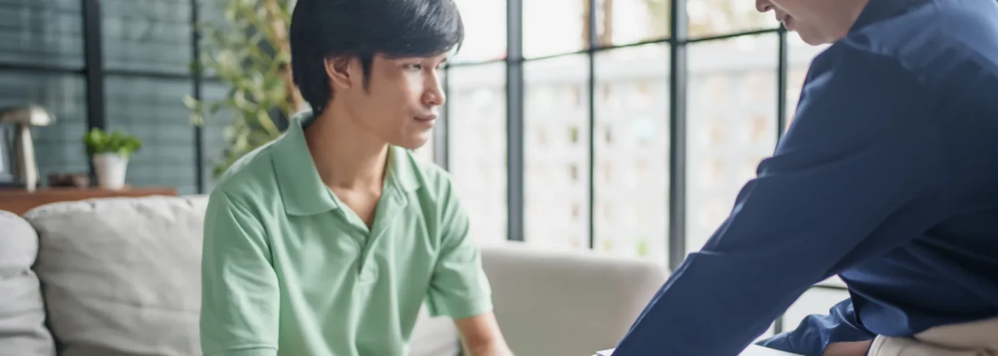 Individual receiving professional mental health care at a residential treatment center